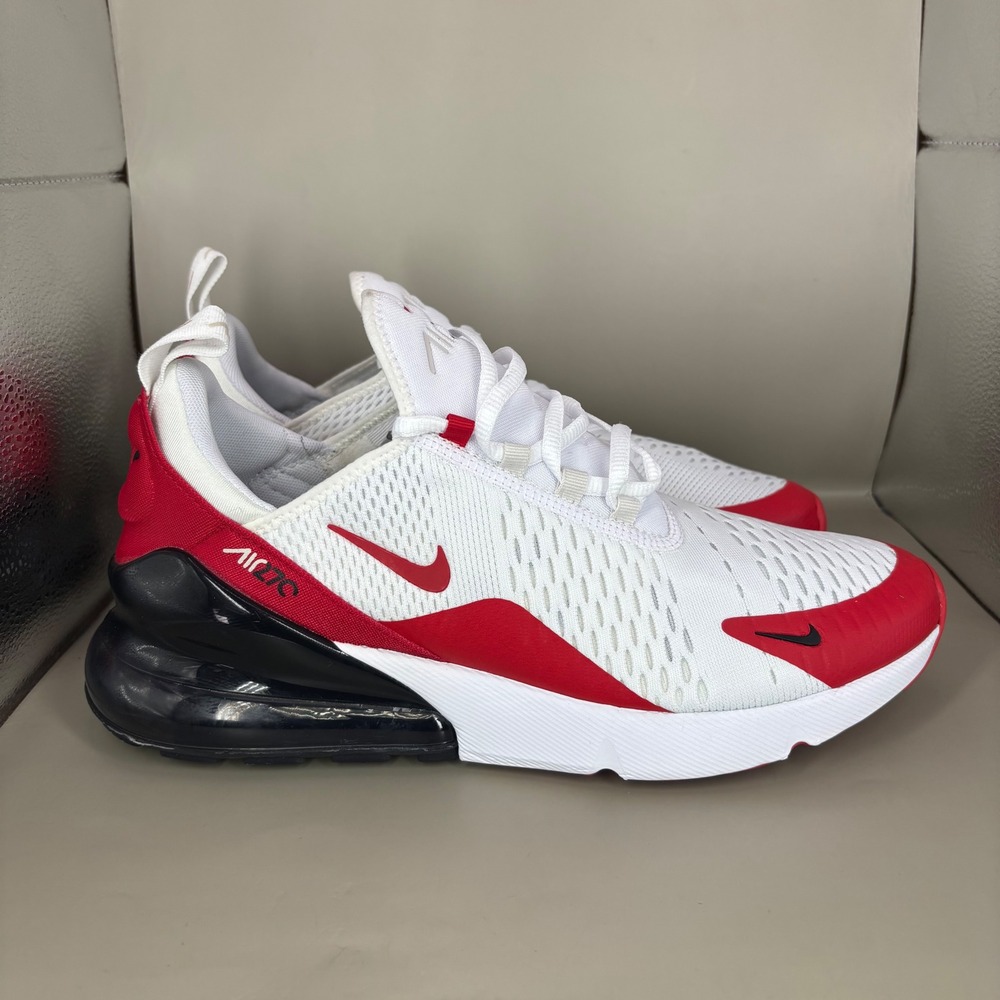 Nike Air Max 270 White University Red Black CJ0550-100 Mens Size 10